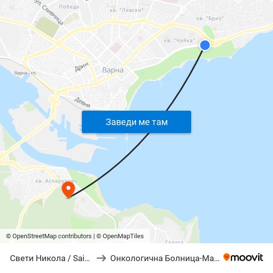 Свети Никола / Saint Nicholas to Онкологична Болница-Марко Антонов map
