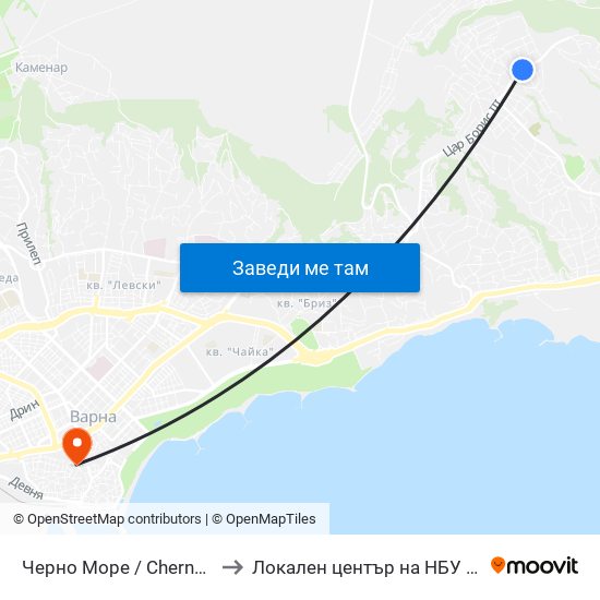 Черно Море / Cherno More to Локален център на НБУ - Варна map