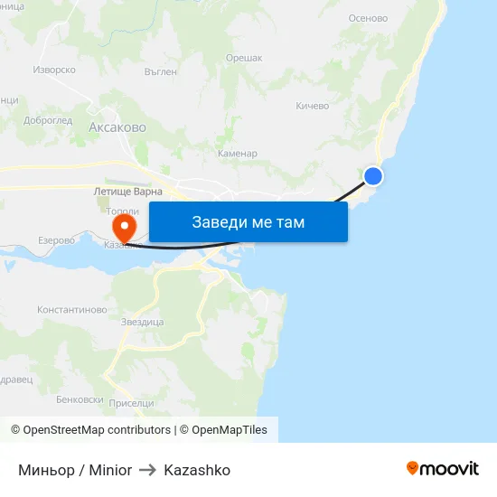 Миньор / Minior to Kazashko map