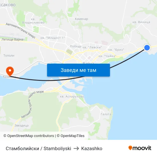 Стамболийски / Stamboliyski to Kazashko map