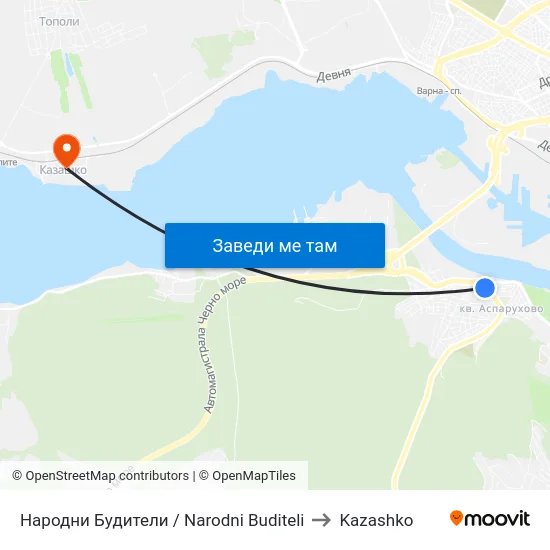 Народни Будители / Narodni Buditeli to Kazashko map