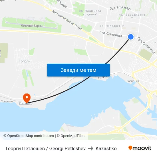 Георги Петлешев / Georgi Petleshev to Kazashko map