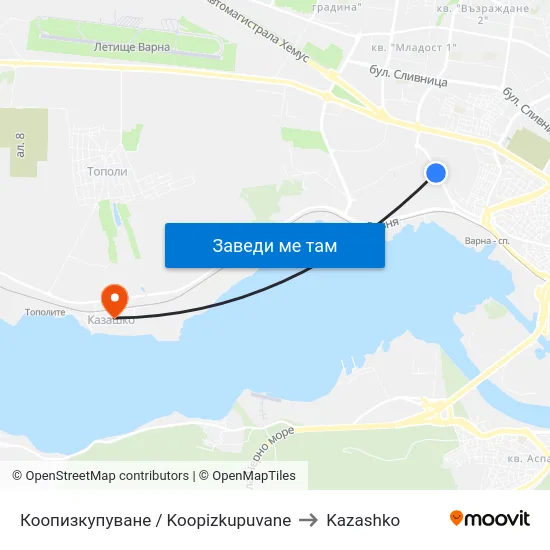 Коопизкупуване / Koopizkupuvane to Kazashko map