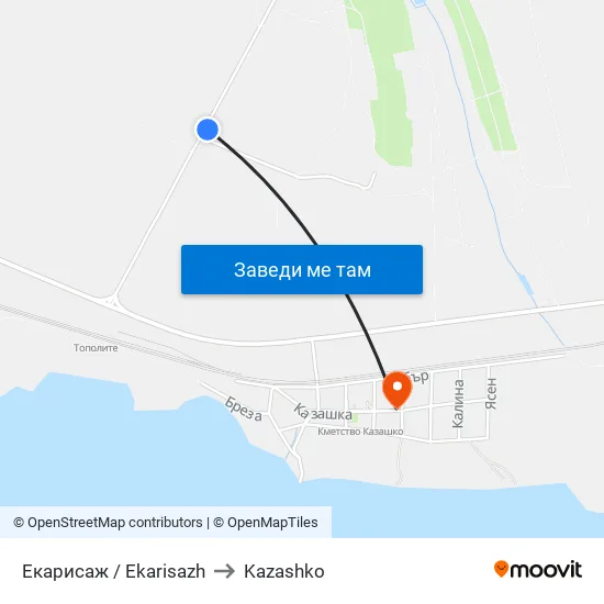 Екарисаж / Ekarisazh to Kazashko map