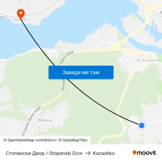 Стопански Двор / Stopanski Dvor to Kazashko map