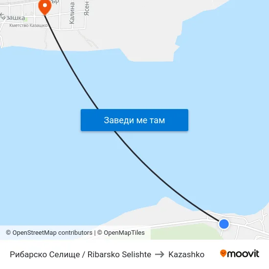 Рибарско Селище / Ribarsko Selishte to Kazashko map