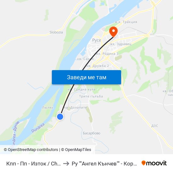 Кпп - Пп - Изток to Ру ""Ангел Кънчев"" - Корпус 20: Транспорт map