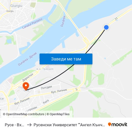 Русе - Вход to Русенски Университет ""Ангел Кънчев"" map