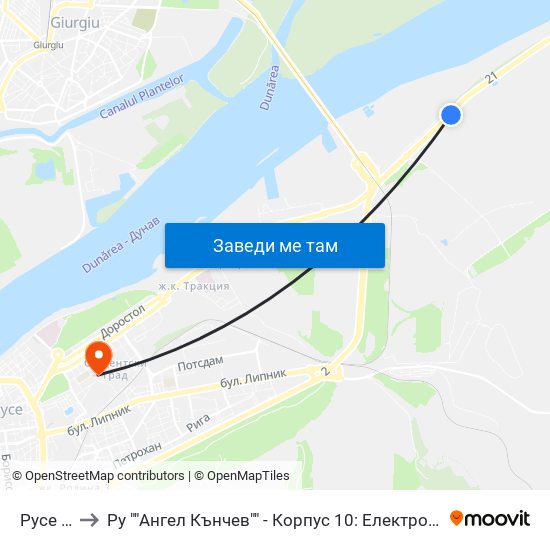 Русе - Изход to Ру ""Ангел Кънчев"" - Корпус 10: Електротехника, Електроника И Автоматика 1 map