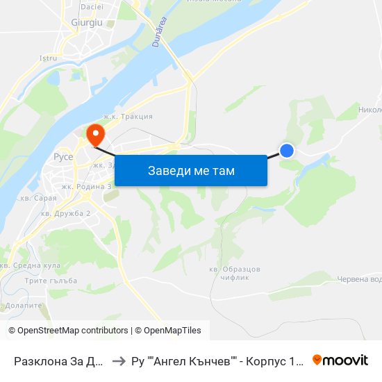 Разклона За Дунарит (Посока Николово) to Ру ""Ангел Кънчев"" - Корпус 10: Електротехника, Електроника И Автоматика 1 map