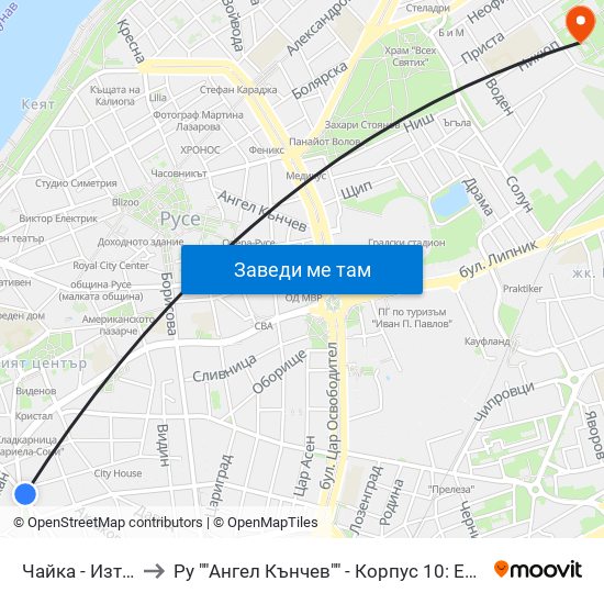 Чайка - Изток to Ру ""Ангел Кънчев"" - Корпус 10: Електротехника, Електроника И Автоматика 1 map