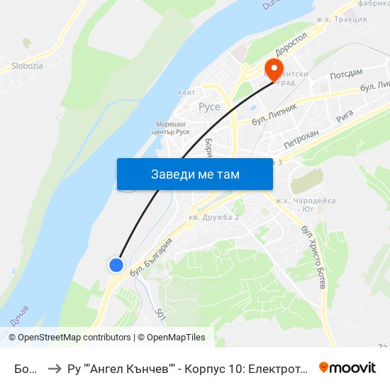 Бор / Bor to Ру ""Ангел Кънчев"" - Корпус 10: Електротехника, Електроника И Автоматика 1 map