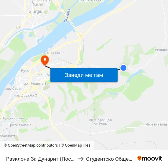 Разклона За Дунарит (Посока Русе) to Студентско Общежитие 5 map