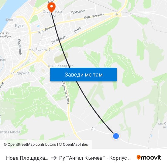 Нова Площадка - Юг / Nova Ploshtatka - South to Ру ""Ангел Кънчев"" - Корпус 3: Материалознание И Технология На Материалите map