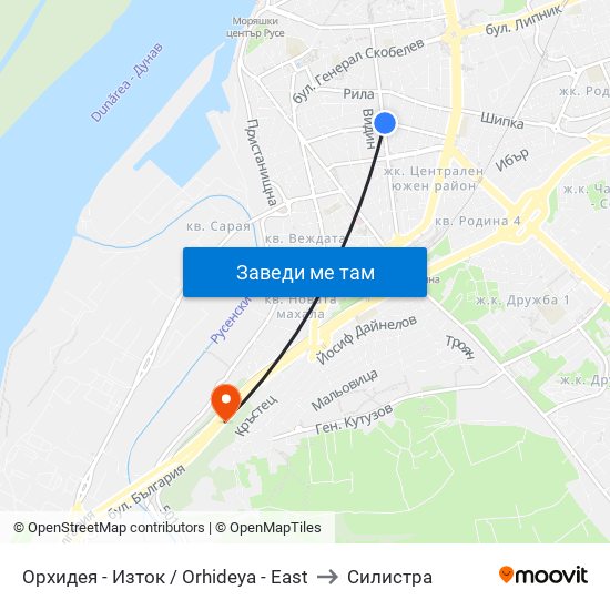 Орхидея - Изток / Orhideya - East to Силистра map