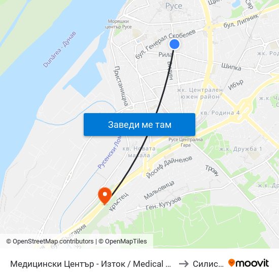 Медицински Център - Изток to Силистра map