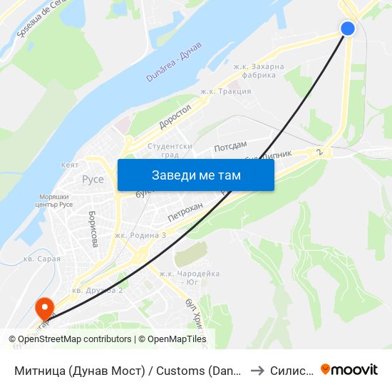 Митница (Дунав Мост) / Customs (Danube Bridge) to Силистра map