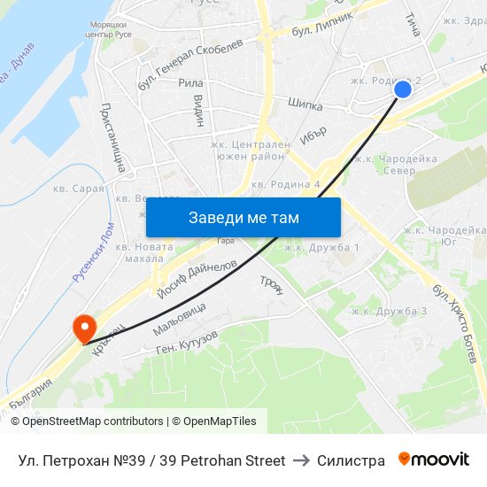 Ул. Петрохан №39 to Силистра map