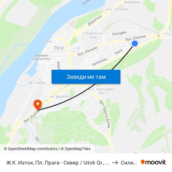 Ж.К. Изток, Пл. Прага - Север / Iztok Qr., Prague Sq. - North to Силистра map