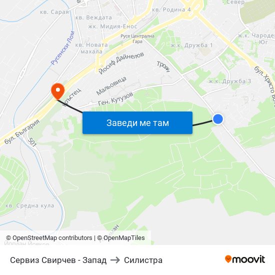 Сервиз Свирчев - Запад to Силистра map