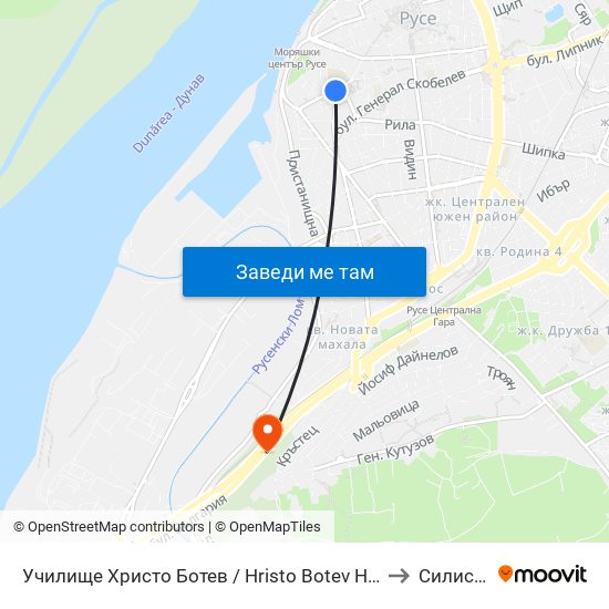 Училище Христо Ботев to Силистра map