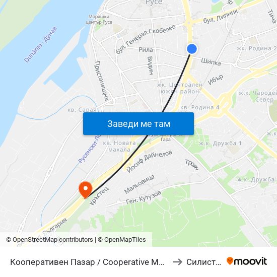 Кооперативен Пазар to Силистра map