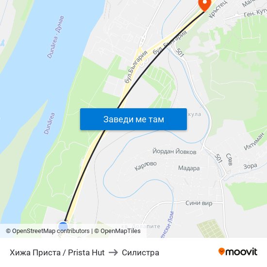 Хижа Приста / Prista Hut to Силистра map