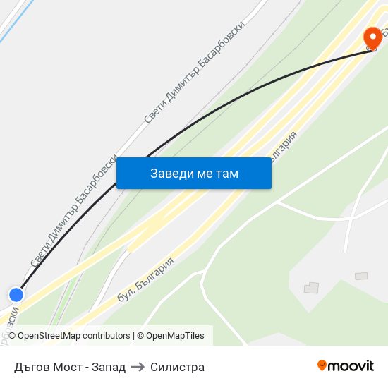 Дъгов Мост - Запад to Силистра map