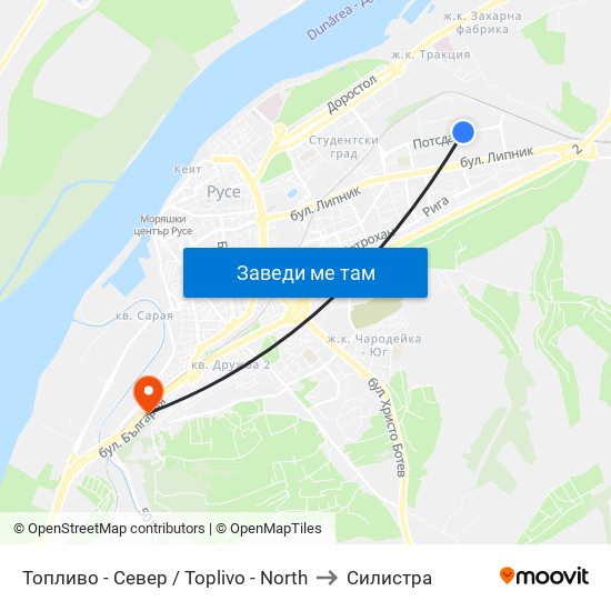 Топливо - Север / Toplivo - North to Силистра map