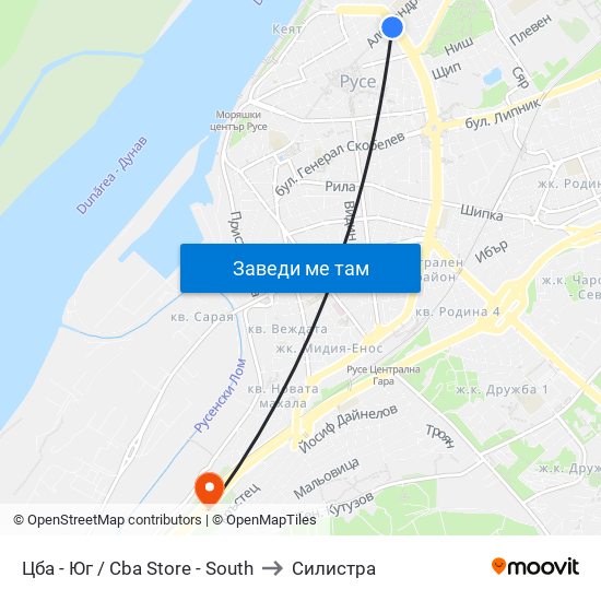 Цба - Юг / Cba Store - South to Силистра map