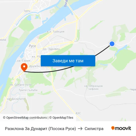 Разклона За Дунарит (Посока Русе) to Силистра map