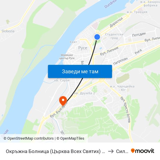 Окръжна Болница (Църква Всех Святих) to Силистра map