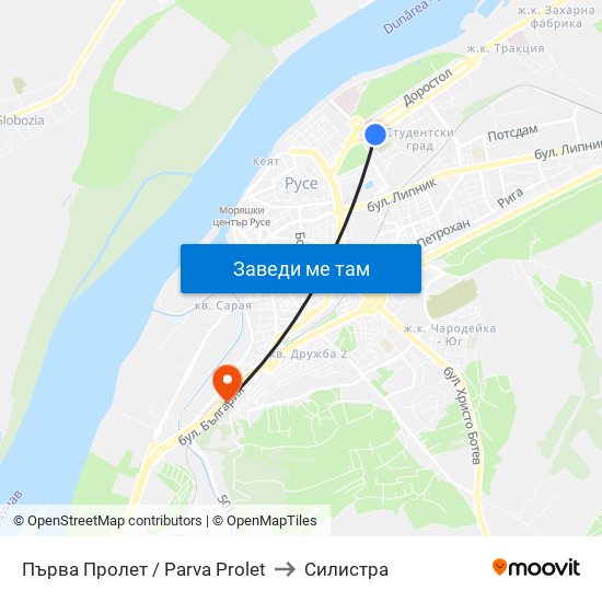 Първа Пролет / Parva Prolet to Силистра map