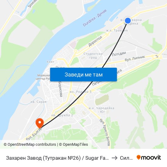 Захарен Завод (Тутракан №26) / Sugar Factory (26 Tutrakan Boulevard) to Силистра map