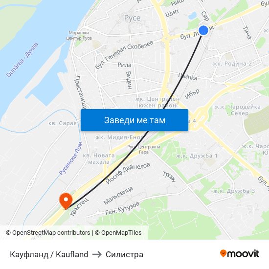 Кауфланд / Kaufland to Силистра map