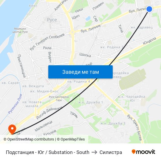 Подстанция - Юг to Силистра map