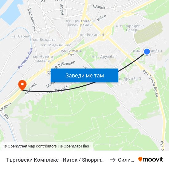 Търговски Комплекс - Изток / Shopping Complex - East to Силистра map