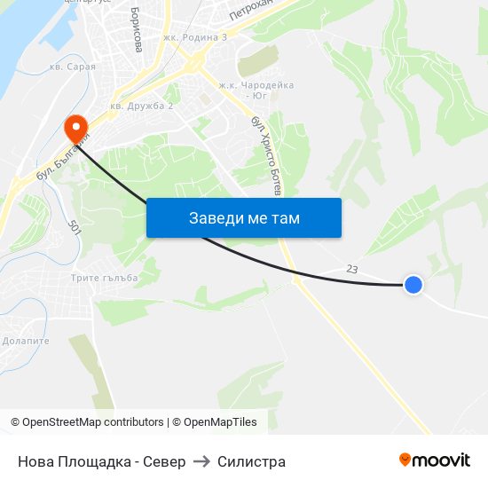 Нова Площадка - Север to Силистра map