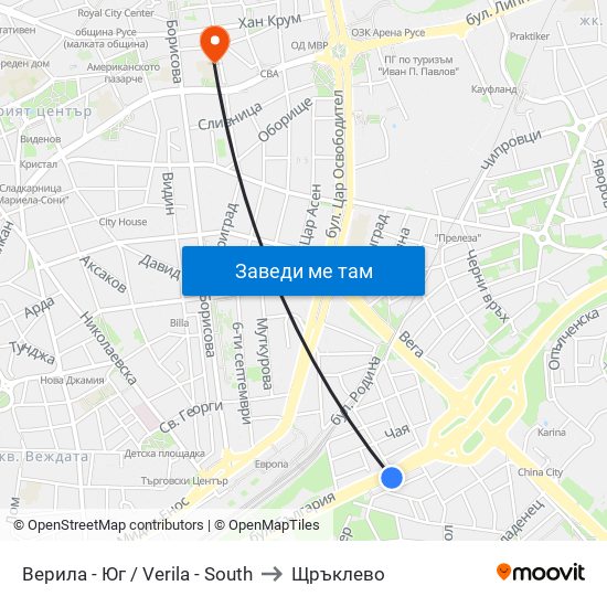 Верила - Юг to Щръклево map