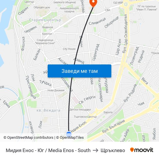 Мидия Енос - Юг to Щръклево map