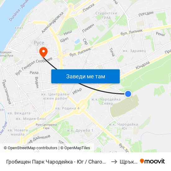 Гробищен Парк Чародейка - Юг / Charodeyka Cemetery - South to Щръклево map