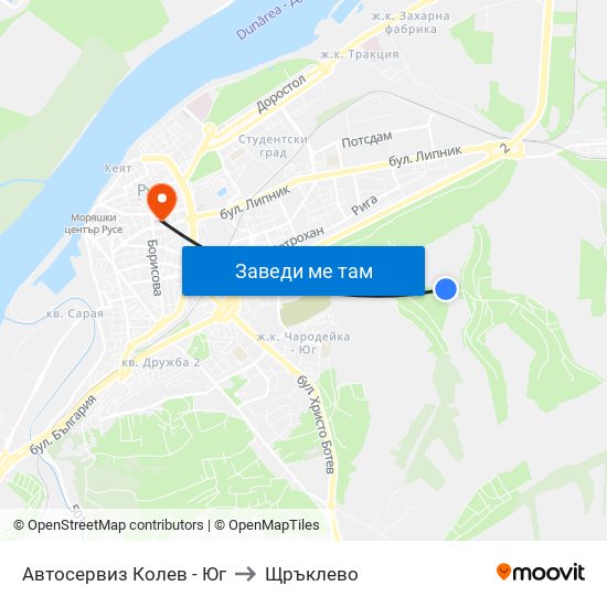 Автосервиз Колев - Юг to Щръклево map