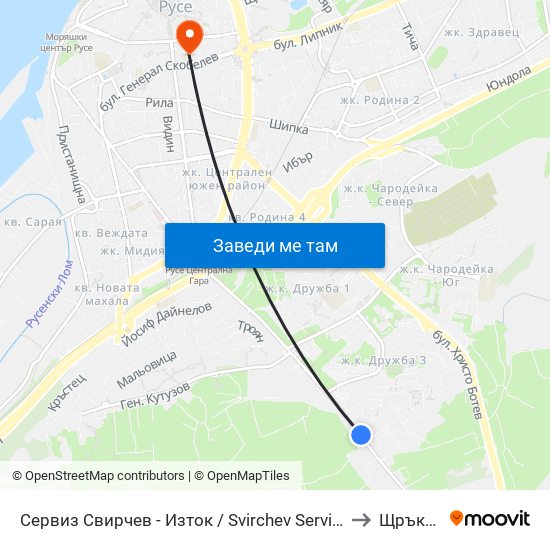 Сервиз Свирчев - Изток to Щръклево map