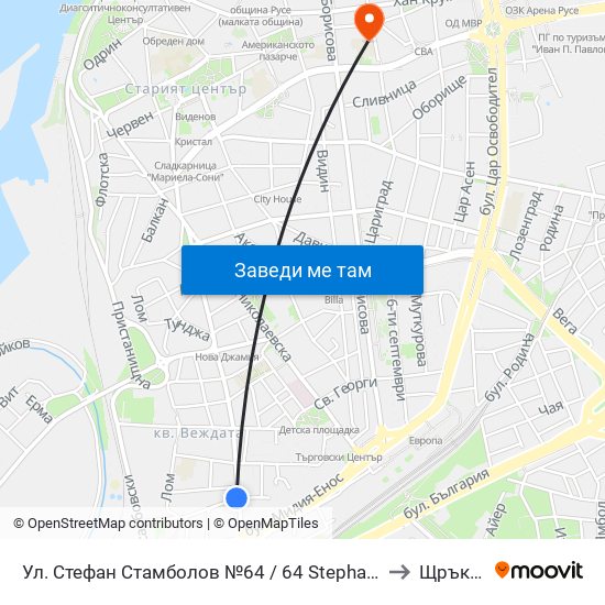 Ул. Стефан Стамболов №64 / 64 Stephan Stambolov Street to Щръклево map