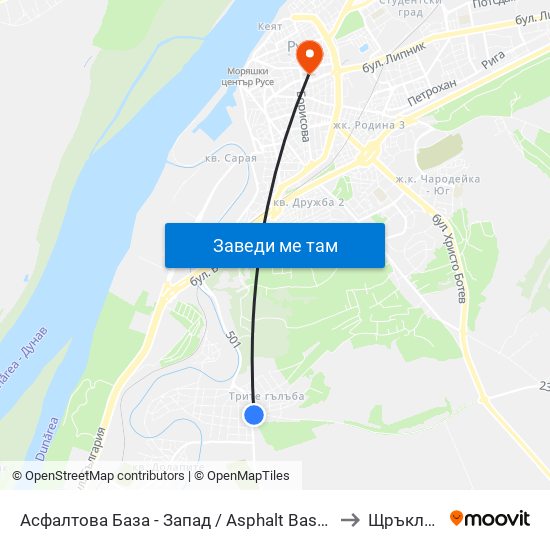 Асфалтова База - Запад / Asphalt Base - West to Щръклево map