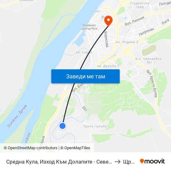 Кв. Средна Кула, Изход Към Кв. Долапите - Север to Щръклево map