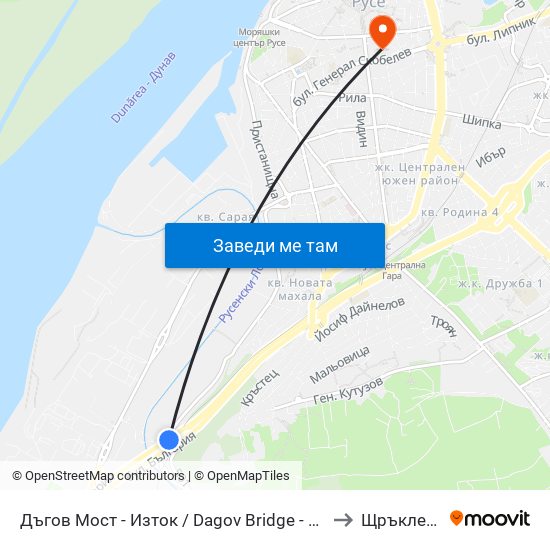 Дъгов Мост - Изток / Dagov Bridge - East to Щръклево map