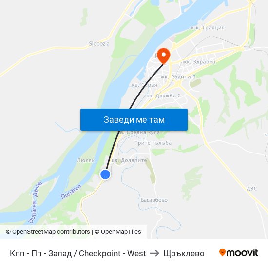 Кпп - Пп - Запад / Checkpoint - West to Щръклево map