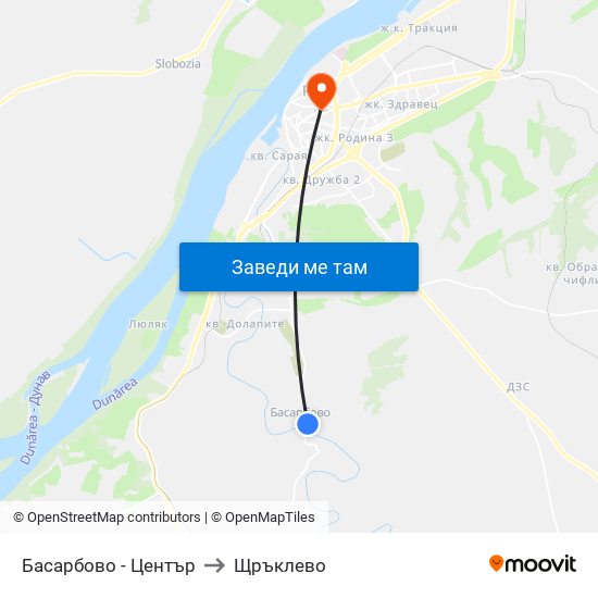 Басарбово - Център to Щръклево map