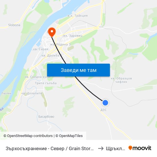 Зърхосъхранение - Север to Щръклево map